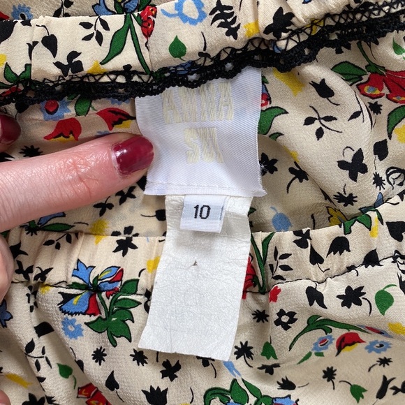 VTG Anna Sui Fairytale Floral Tier Silk Skirt - Picture 6 of 6